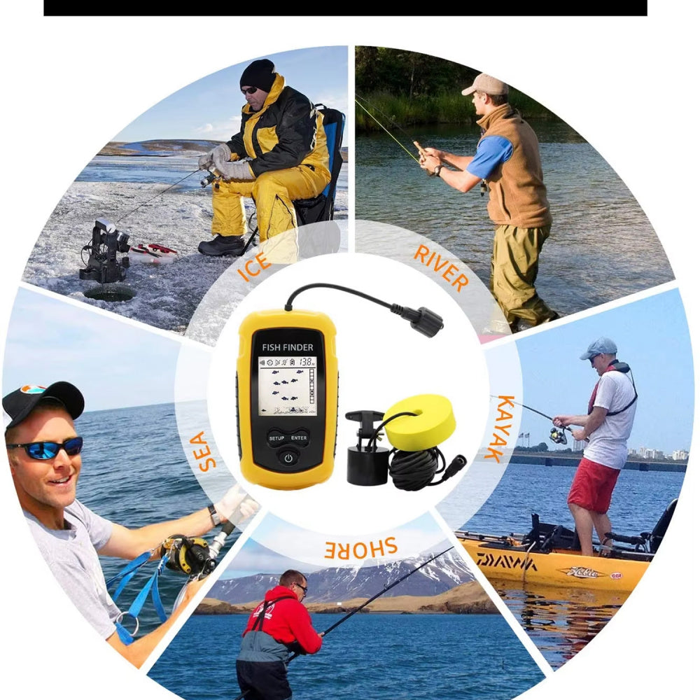 FishiGill 100M Portable Sonar Fish Finder with LCD Display